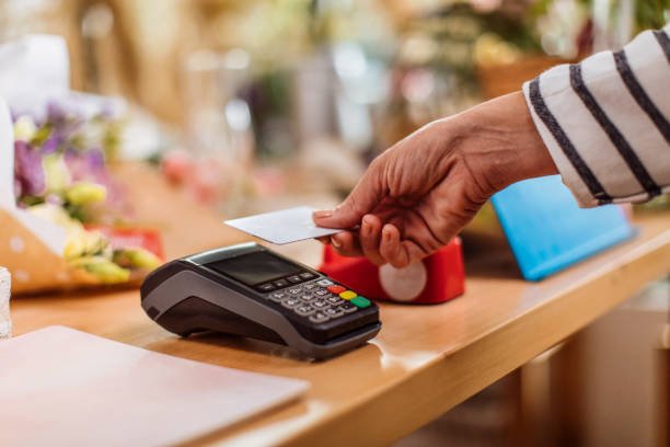 Customer using banking card